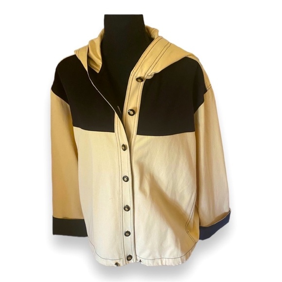 St. John Sport by Jacket Marie Gray Size Large Yellow Navy Blue Hooded - Picture 9 of 9